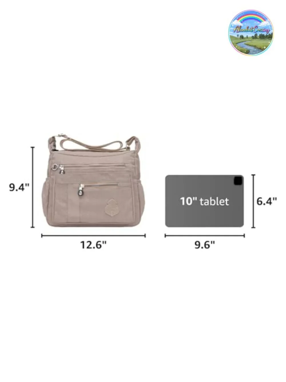Nylon Crossbody Bag Waterproof Multi Pocket Shoulder Purse Lightweight Travel